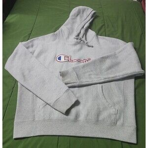 Champion Reverse Weave Vintage Long Sleeve Pullover Men's Hoodie Gray Size L